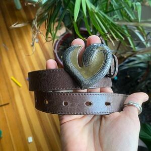 Streets Ahead vintage Brown Leather Belt with heart Buckle